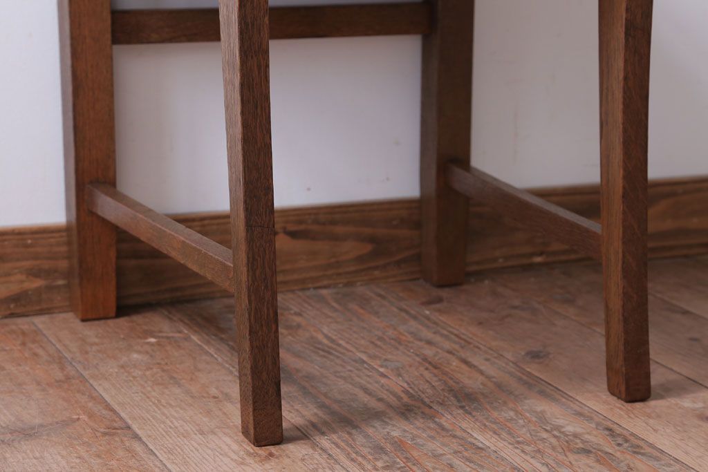 レトロ家具　和製アンティーク　ナラ材製!レトロなシンプルチェア(3)