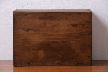 アンティーク雑貨　昭和レトロ　仕切り付き!古い木味のアンティーク小箱(木箱)