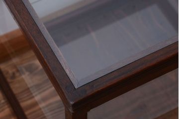 アンティーク家具　大正ロマン　古い木製の背が低いガラスケース(ショーケース)