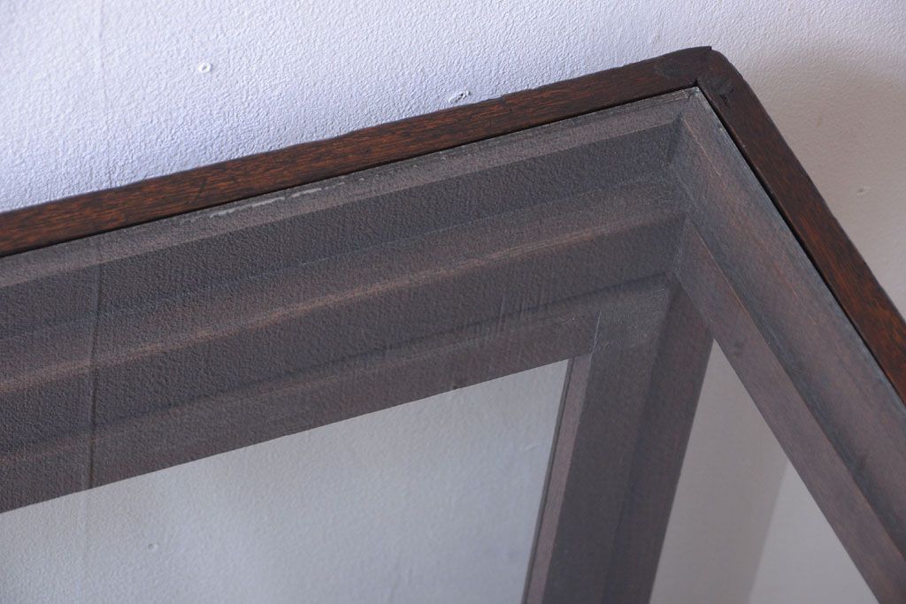 アンティーク家具　大正ロマン　古い木製の背が低いガラスケース(ショーケース)