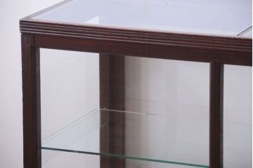 アンティーク家具　大正ロマン　古い木製の背が低いガラスケース(ショーケース)