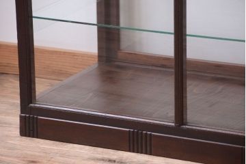アンティーク家具　大正ロマン　古い木製の背が低いガラスケース(ショーケース)