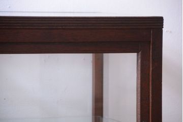 アンティーク家具　大正ロマン　古い木製の背が低いガラスケース(ショーケース)