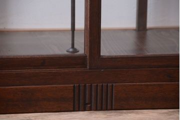 アンティーク家具　大正ロマン　古い木製の背が低いガラスケース(ショーケース)