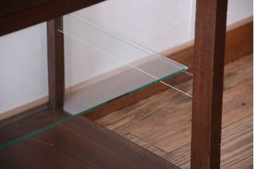 アンティーク家具　大正ロマン　古い木製の背が低いガラスケース(ショーケース)