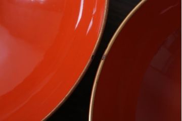 アンティーク雑貨　アンティーク　大正〜昭和初期　木製の鶴蒔絵椀5客セット(漆器)