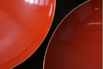 アンティーク雑貨　アンティーク　大正〜昭和初期　木製の鶴蒔絵椀5客セット(漆器)