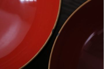アンティーク雑貨　アンティーク　大正〜昭和初期　木製の鶴亀蒔絵椀6客セット(漆器)