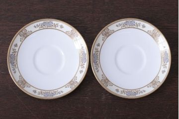 アンティーク雑貨　中古　イギリスWedgwood(ウェッジウッド)　Cliveden(クリブデン)シリーズ　カップ&ソーサー2客セット(洋食器)