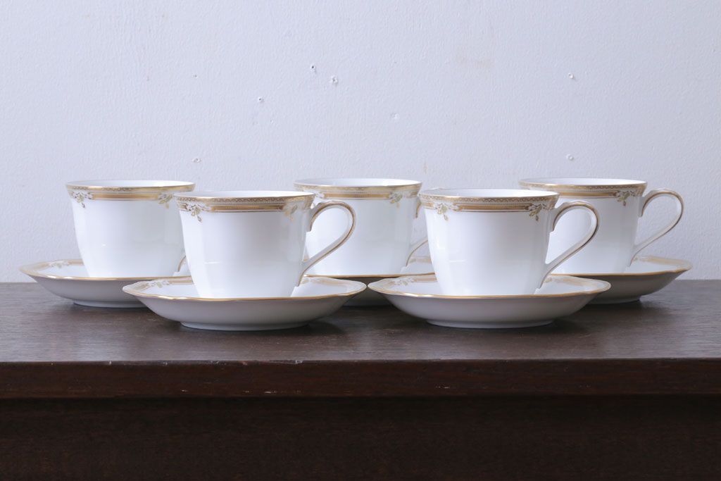 アンティーク雑貨　中古　ノリタケ(Noritate)　Contessa(コンテッサ)シリーズ　カップ&ソーサー5客セット