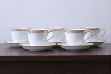アンティーク雑貨　中古　ノリタケ(Noritate)　Contessa(コンテッサ)シリーズ　カップ&ソーサー5客セット