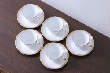 アンティーク雑貨　中古　ノリタケ(Noritate)　Contessa(コンテッサ)シリーズ　カップ&ソーサー5客セット