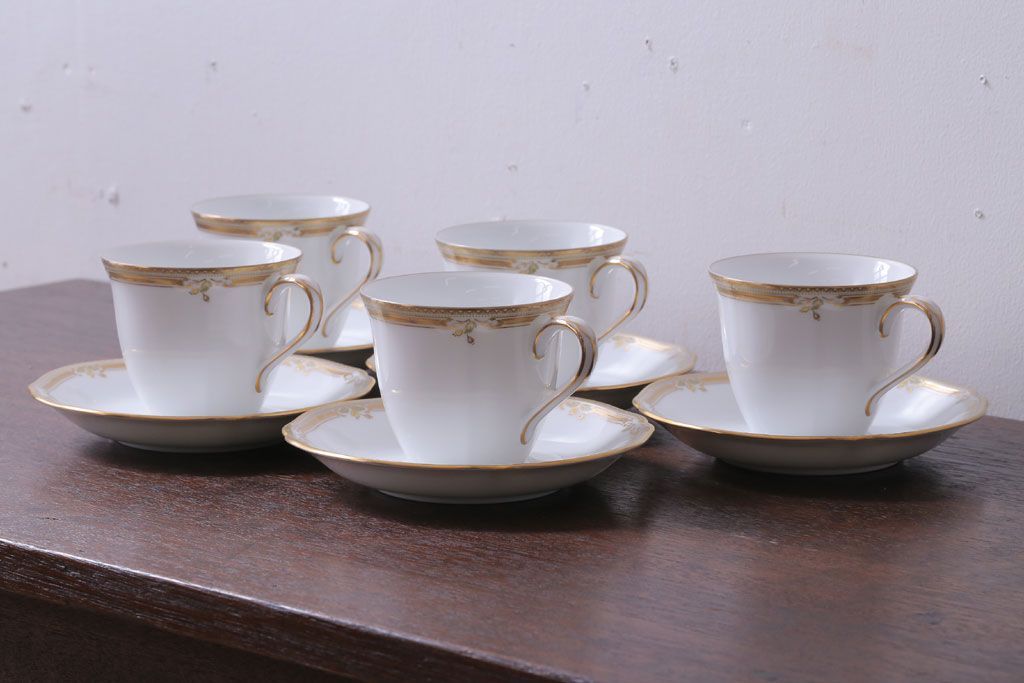アンティーク雑貨　中古　ノリタケ(Noritate)　Contessa(コンテッサ)シリーズ　カップ&ソーサー5客セット