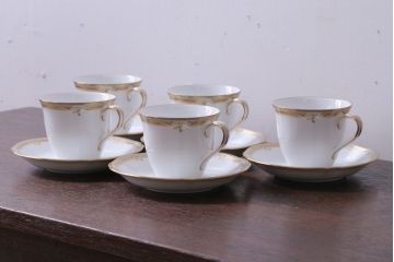 アンティーク雑貨　中古　ノリタケ(Noritate)　Contessa(コンテッサ)シリーズ　カップ&ソーサー5客セット