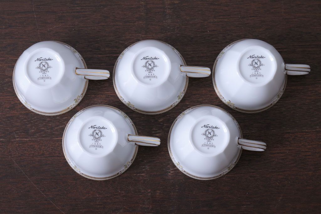 アンティーク雑貨　中古　ノリタケ(Noritate)　Contessa(コンテッサ)シリーズ　カップ&ソーサー5客セット