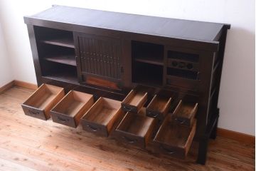 アンティーク家具　古民具・骨董　明治期　重厚な鉄脚付き!六尺水屋箪笥サイドボード