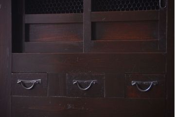 アンティーク家具　古民具・骨董　明治期　重厚な鉄脚付き!六尺水屋箪笥サイドボード