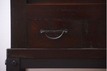 アンティーク家具　古民具・骨董　明治期　重厚な鉄脚付き!六尺水屋箪笥サイドボード