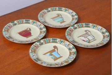 アンティーク雑貨　中古　GUCCI(グッチ)　PORCELLANA　ROMAN(ローマ)　プレート4枚セット(洋食器)
