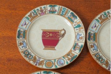 アンティーク雑貨　中古　GUCCI(グッチ)　PORCELLANA　ROMAN(ローマ)　プレート4枚セット(洋食器)