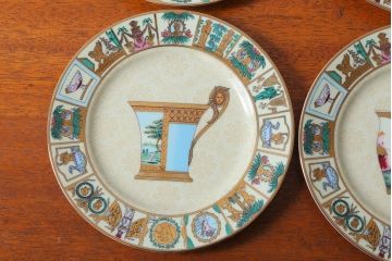 アンティーク雑貨　中古　GUCCI(グッチ)　PORCELLANA　ROMAN(ローマ)　プレート4枚セット(洋食器)