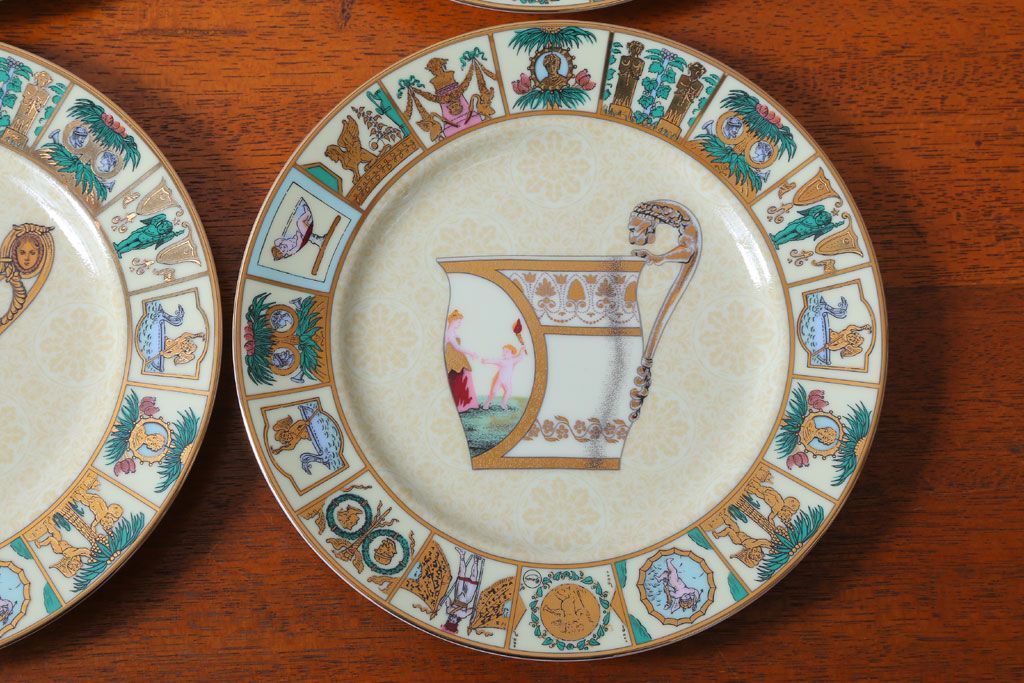 アンティーク雑貨　中古　GUCCI(グッチ)　PORCELLANA　ROMAN(ローマ)　プレート4枚セット(洋食器)