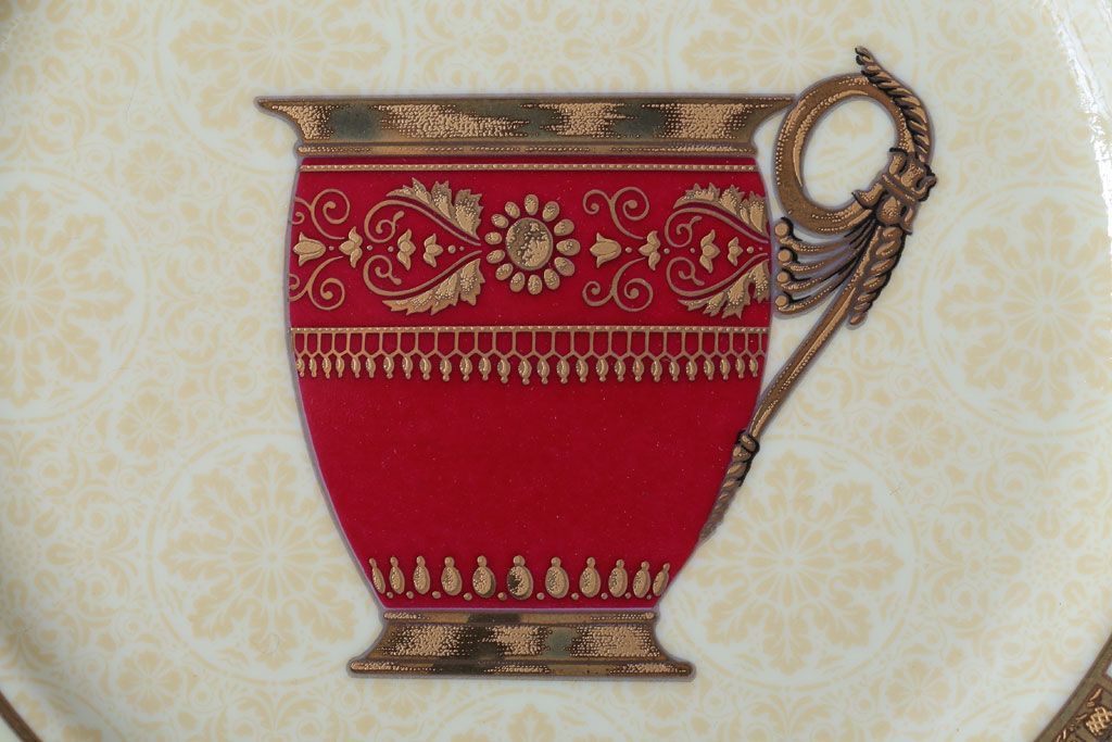 アンティーク雑貨　中古　GUCCI(グッチ)　PORCELLANA　ROMAN(ローマ)　プレート4枚セット(洋食器)