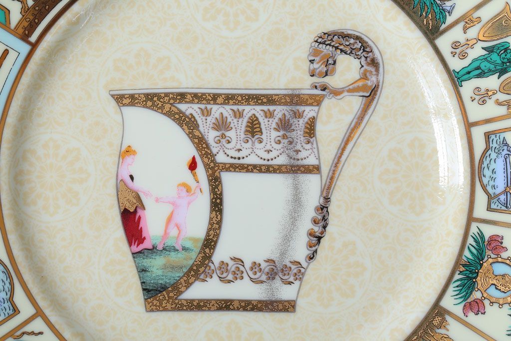 アンティーク雑貨　中古　GUCCI(グッチ)　PORCELLANA　ROMAN(ローマ)　プレート4枚セット(洋食器)