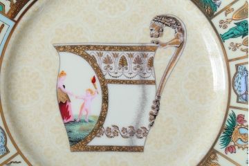 アンティーク雑貨　中古　GUCCI(グッチ)　PORCELLANA　ROMAN(ローマ)　プレート4枚セット(洋食器)