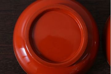 アンティーク雑貨　アンティーク　大正〜昭和初期　木製朱塗蒔絵椀4客セット(漆器)