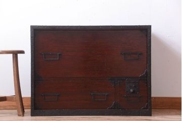 アンティーク家具　古民具・骨董　明治期　佐渡　半櫃(はんがい)　アンティーク船箪笥(舟箪笥、衣装箪笥)