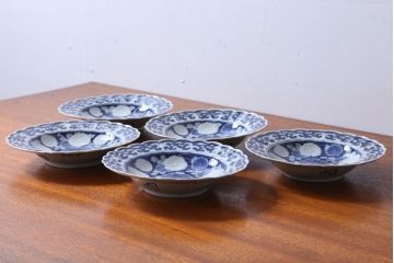 アンティーク　江戸期　古伊万里　菊花　深皿5枚セット