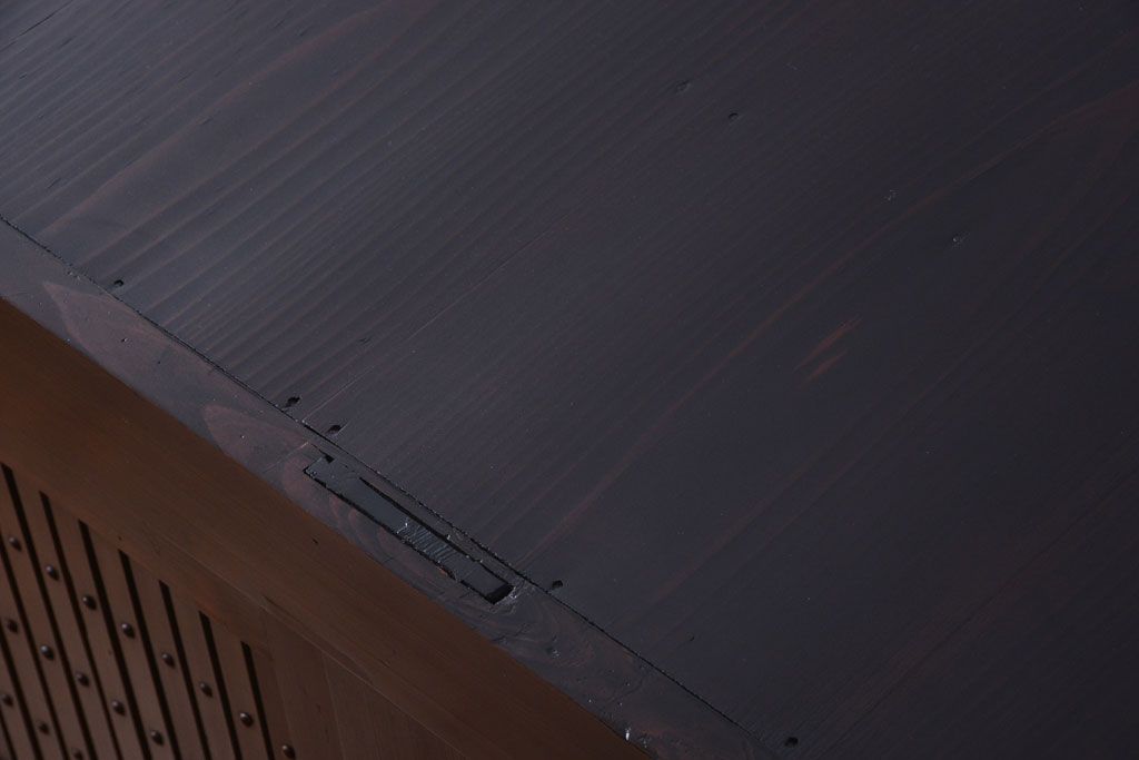 アンティーク家具　古民具・骨董　明治期　重厚な鉄脚付き!六尺水屋箪笥サイドボード(2)