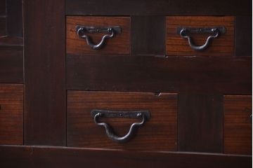 アンティーク家具　古民具・骨董　明治期　重厚な鉄脚付き!六尺水屋箪笥サイドボード(2)