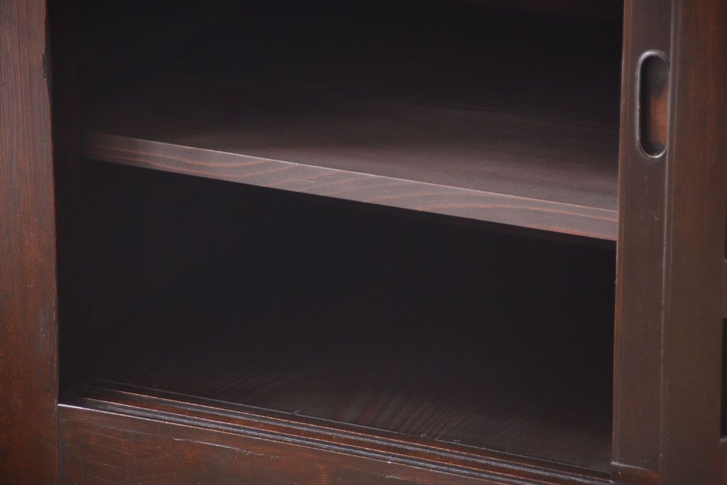 アンティーク家具　古民具・骨董　明治期　重厚な鉄脚付き!六尺水屋箪笥サイドボード(2)