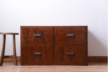 アンティーク家具　和製アンティーク　前面欅玉杢材!半箪笥(衣装箪笥ローボード)(1)