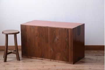 アンティーク家具　和製アンティーク　前面欅玉杢材!半箪笥(衣装箪笥ローボード)(1)