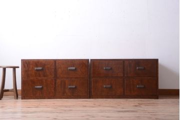 アンティーク家具　和製アンティーク　前面欅玉杢材!半箪笥(衣装箪笥ローボード)(1)