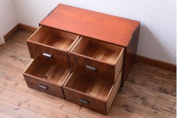 アンティーク家具　和製アンティーク　前面欅玉杢材!半箪笥(衣装箪笥ローボード)(2)