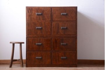 アンティーク家具　和製アンティーク　前面欅玉杢材!半箪笥(衣装箪笥ローボード)(2)