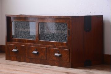 アンティーク家具　和製アンティーク　前面欅玉杢材!時代箪笥ローボード