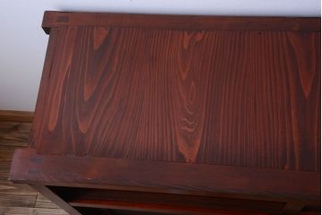 アンティーク家具　和製アンティーク　脚付き!モールガラス引き戸のサイドボード(収納棚)