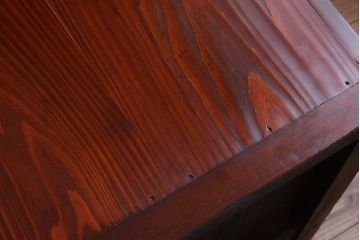 アンティーク家具　和製アンティーク　脚付き!モールガラス引き戸のサイドボード(収納棚)