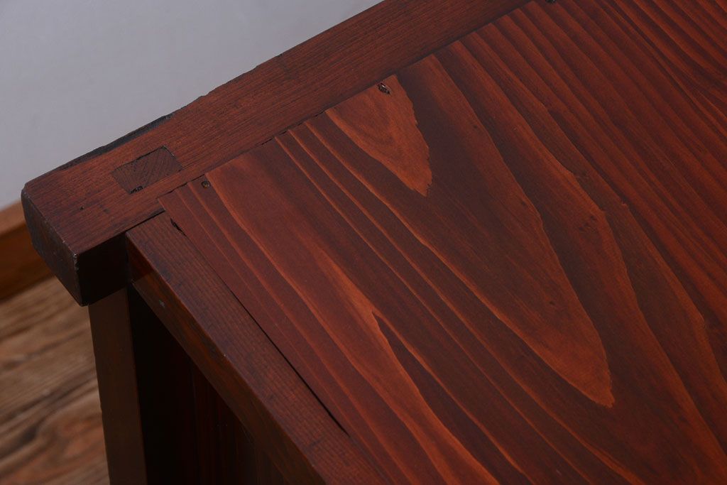 アンティーク家具　和製アンティーク　脚付き!モールガラス引き戸のサイドボード(収納棚)