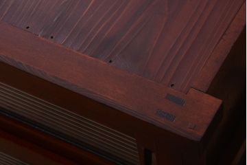 アンティーク家具　和製アンティーク　脚付き!モールガラス引き戸のサイドボード(収納棚)