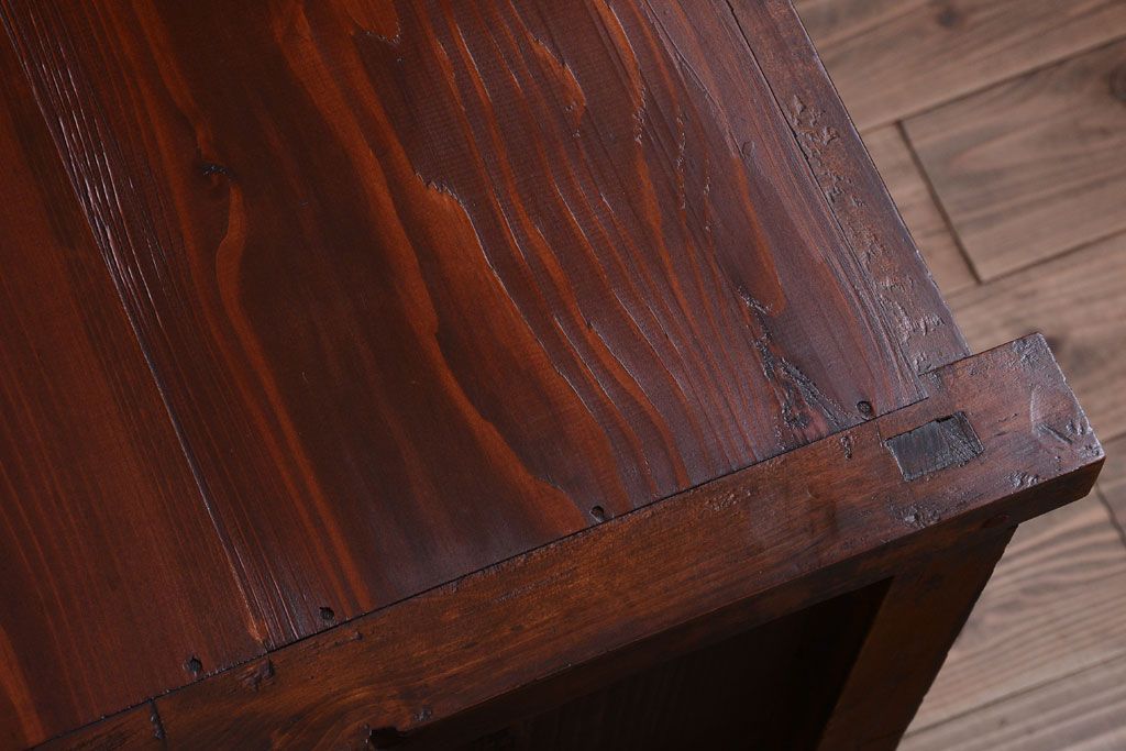 アンティーク家具　和製アンティーク　モールガラス引き戸のサイドボード(収納棚)