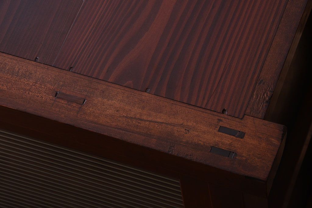 アンティーク家具　和製アンティーク　モールガラス引き戸のサイドボード(収納棚)