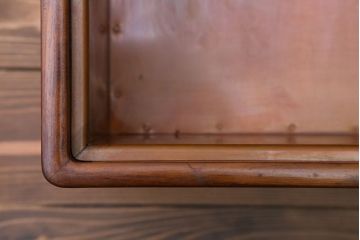 アンティーク雑貨　古民具・骨董　古い桐材・銅おとしの上品なアンティーク角火鉢(1)