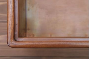 アンティーク雑貨　古民具・骨董　古い桐材・銅おとしの上品なアンティーク角火鉢(2)