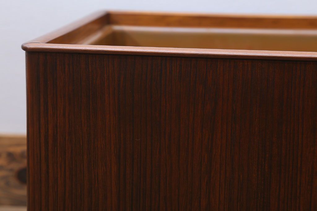 アンティーク雑貨　古民具・骨董　古い桐材・銅おとしの上品なアンティーク角火鉢(2)